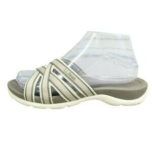LL Bean Boothbay Cream Nylon Slip On Comfort Casual Slide Sandals Size 7 M